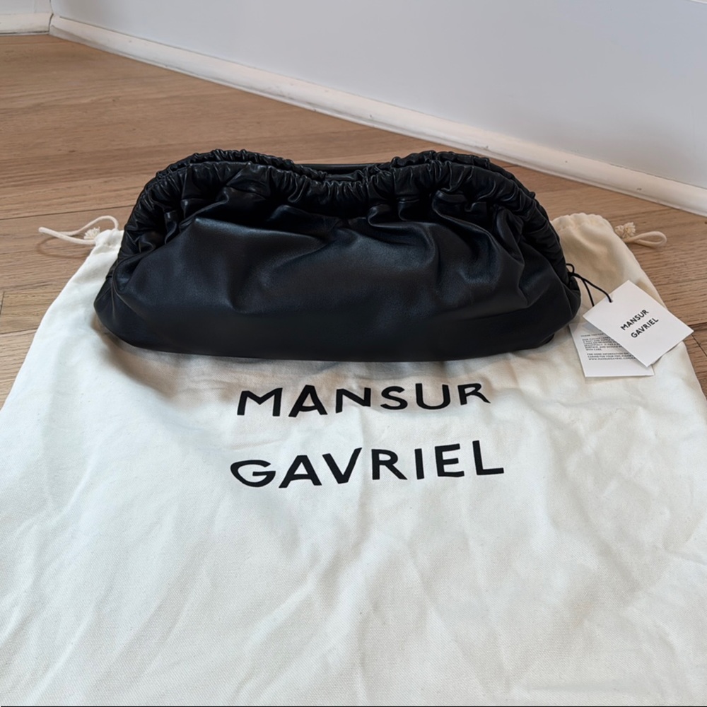 NWT Mansur Gavriel Black/Flamma Cloud  Bag/Clutch
